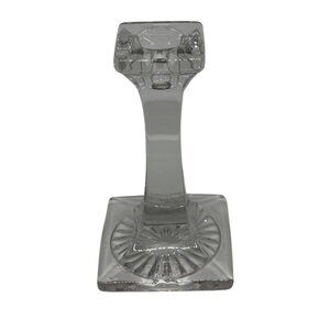 VTG MCM Crystal Square-Base Candlestick Holder Taper Candle Elegant Home Decor